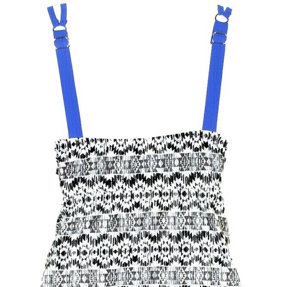 (NWT) Go by Gossip Black/Blue Printed Keyhole Swimsuit Tankini Top Plus Size 1X - Picture 4 of 7